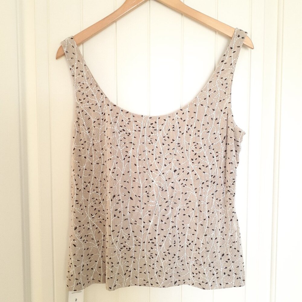 Alex Evenings Scoop Neck Sparkle Glitter Tank Tan/Champagne Size XL